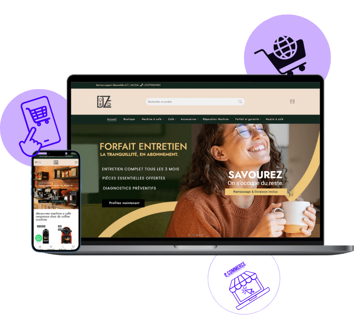 dz coffee machine site e-commerce Algérie - site  dévéloper par intouchdz