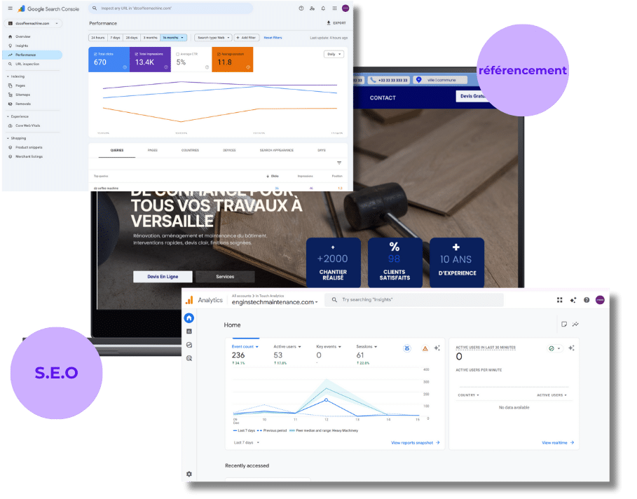 référencement seo et suivis | google search console et google analaytiques : intouch agence digital en Algérie