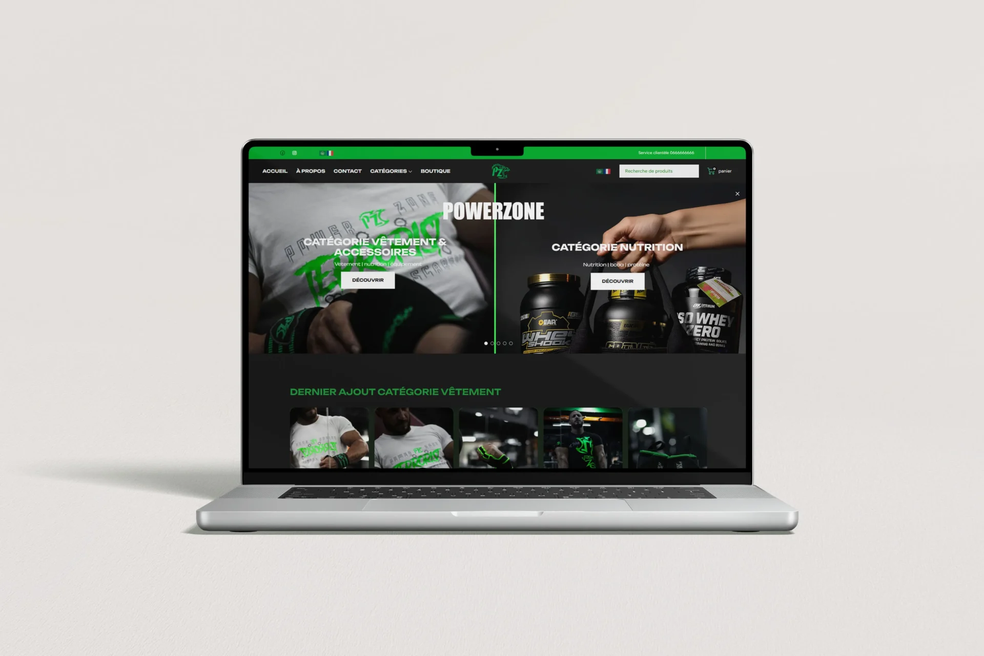 site web e-commerce powerzone réalisé par intouchdz